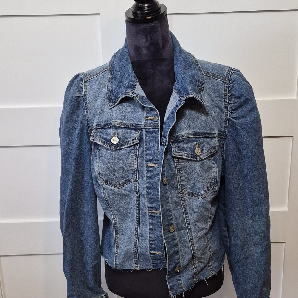 Celebrity Pink Medium‑Wash Denim Jacket – Size L – Stretch Blend